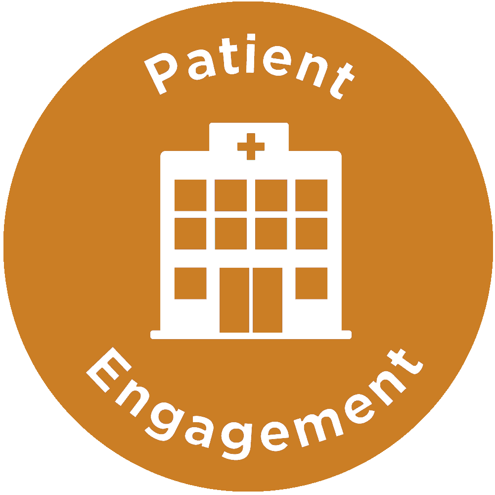 Patient Engagement icon with a hospital graphic