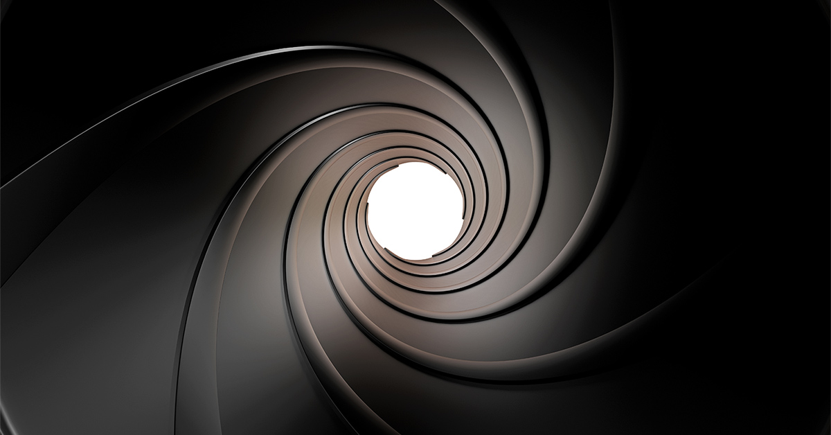 a swirling black tunnel leading to a white opening