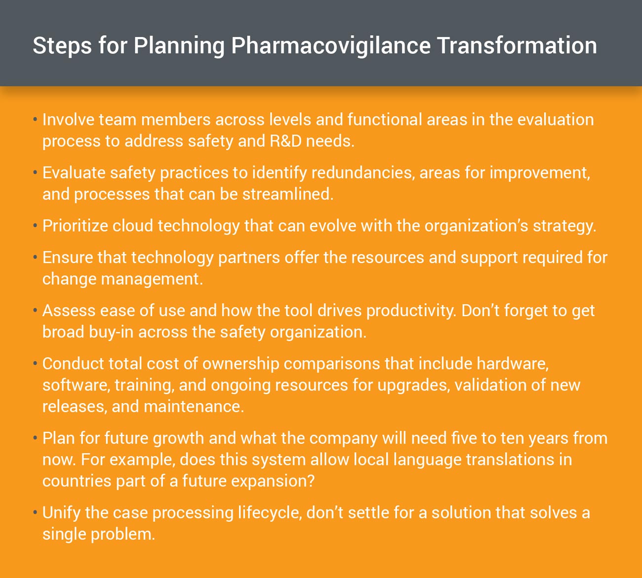 Steps for Planning Pharmacovigilance Transformation