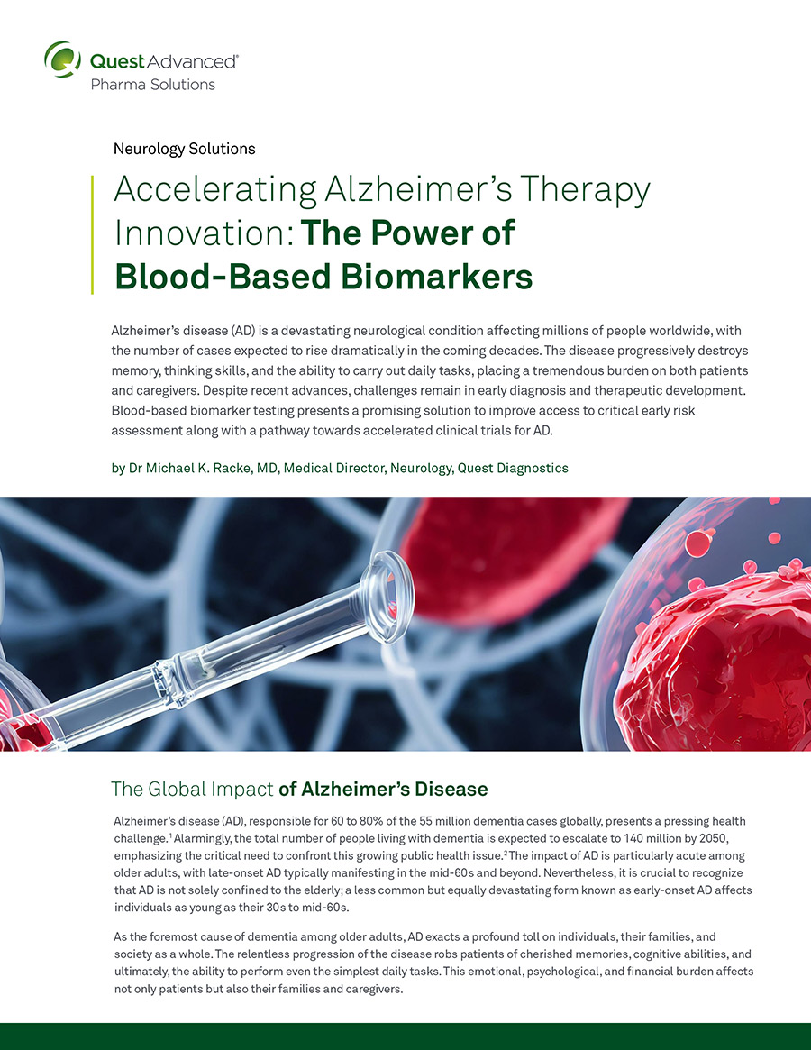 Accelerating Alzheimer’s Therapy Innovation: The Power of Blood-Based Biomarkers. This White Paper is Part of DIA’s White Paper Library